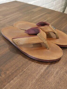 Hari Mari Nokona Brown Leather Flip Flop Thong Sandals Mens USA 10 Sandals